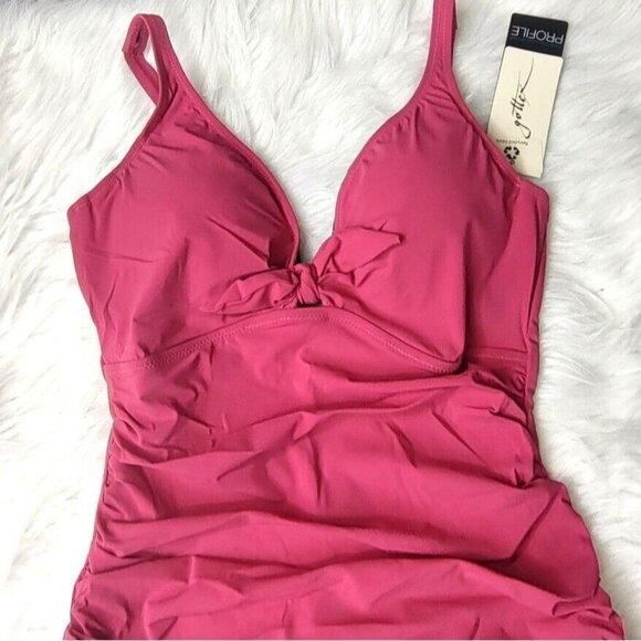 Profile By Gottex One Piece Swimsuit 10 Swimdress Pink Dandy Retro pinup - Picture 5 of 11